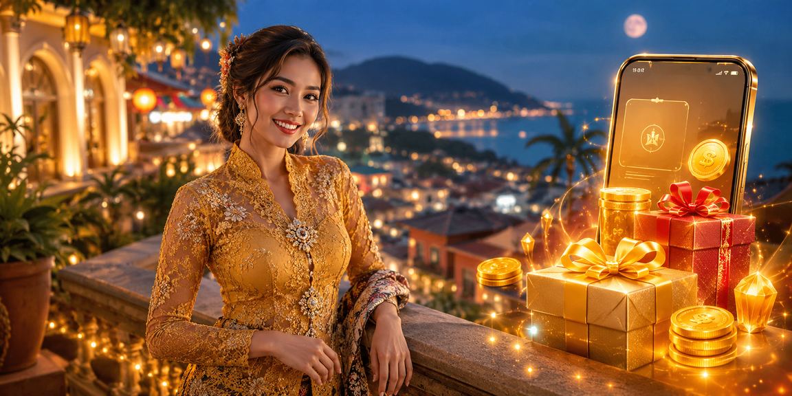 Suasana pendaftaran bonus kasino di Genting Highlands dengan pakaian kebaya tradisional Malaysia