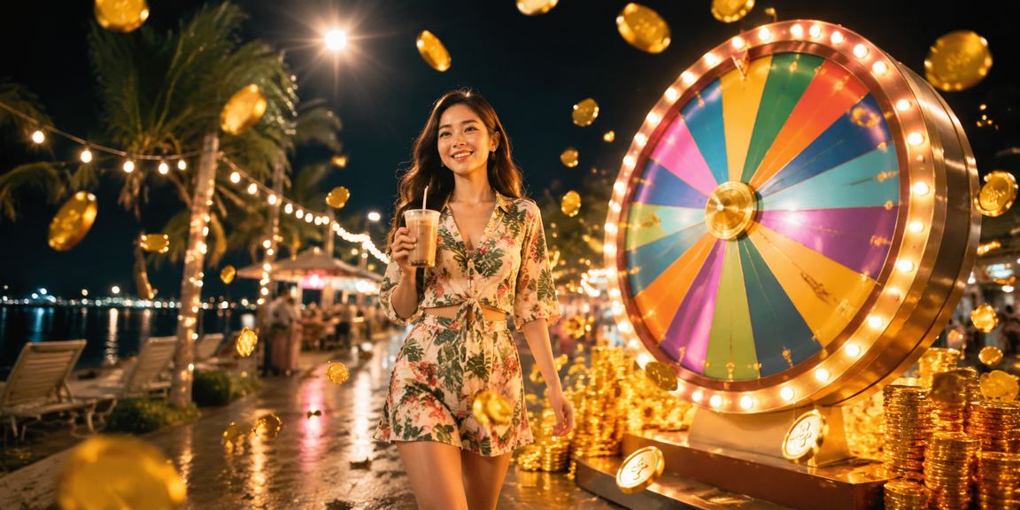 Suasana lucky draw Malaysia bergaya Melayu yang meriah dengan hadiah menarik