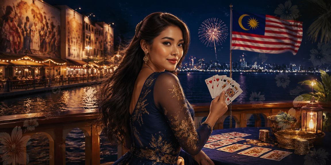 Suasana permainan rummy bergaya Melayu di Pulau Pinang dengan suasana kasino tempatan Malaysia